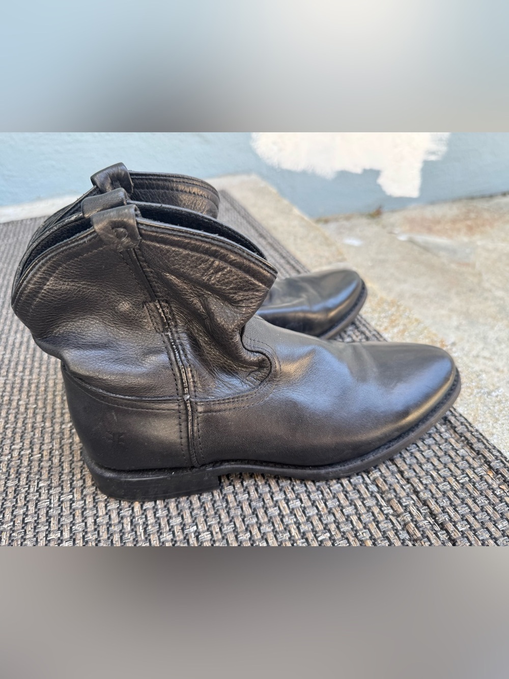 Frye Black Leather Ankle Boots